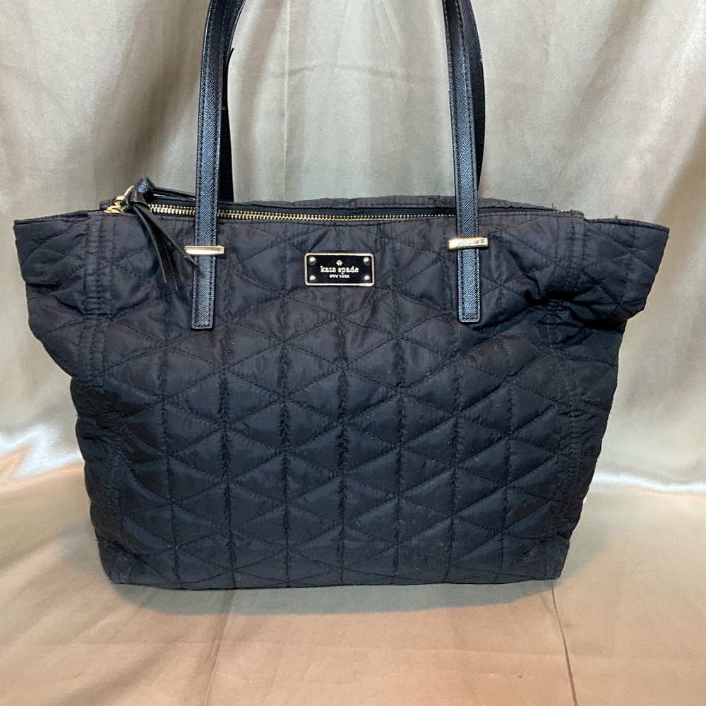 Kate Spade black quilted nylon tote.   6-H2Dc